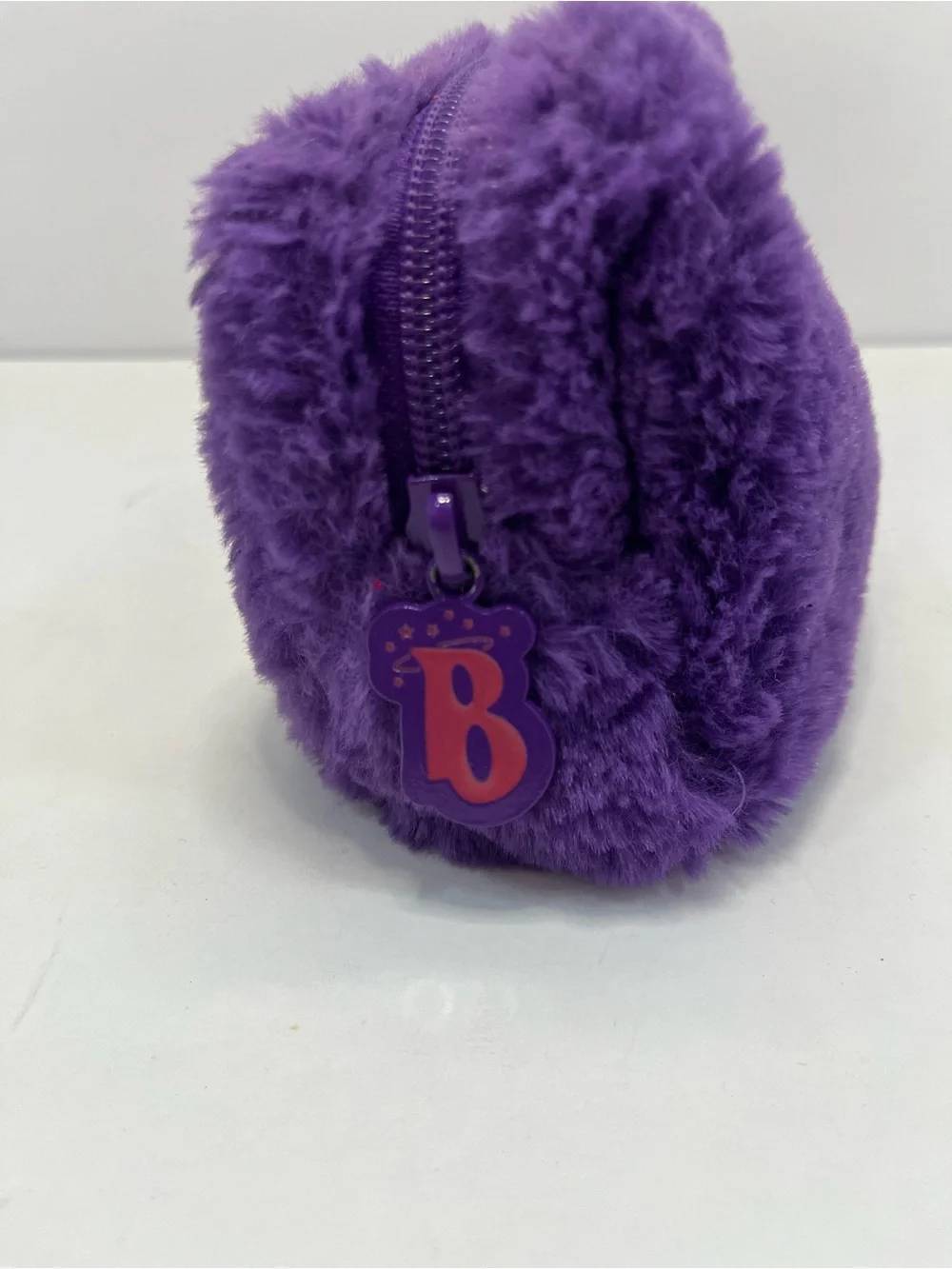 Bratz Purple Faux Fur Makeup Bag Cosmetic Pouch Fuzzy Y2K Zipper B Charm